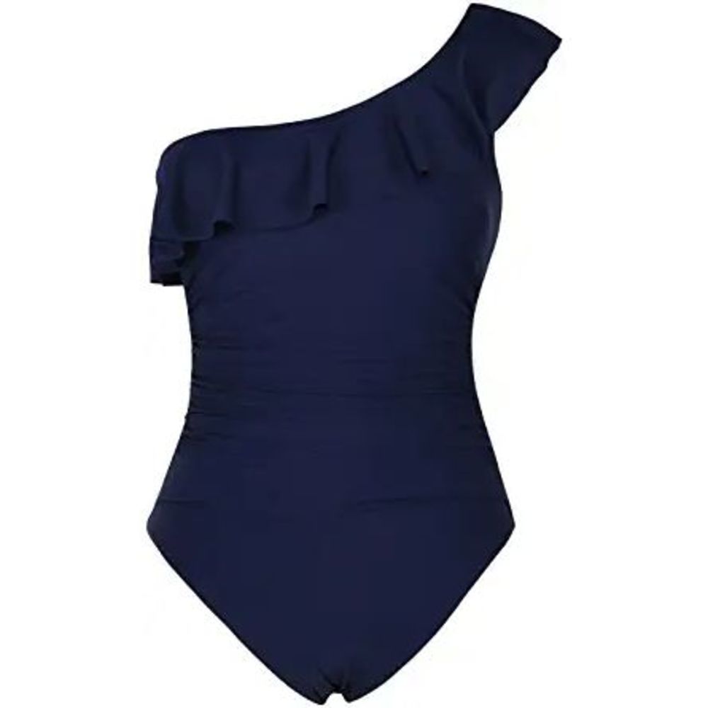 Hilor Womens One Piece Swimsuits One Shoulder Swimwear Asymmetric Ruffle